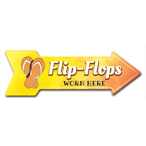 Signmission Flips Flops Worn Here Arrow Decal Funny Home Decor 18in Wide, 6" x 18", D-A-999865 D-A-999865 - main